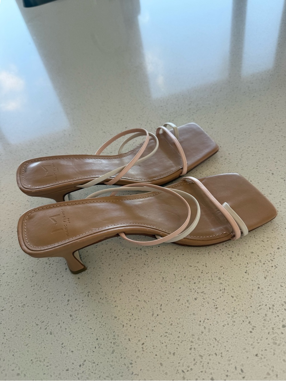 Marc Fisher strappy kitten heel sandals - nude/pink/white